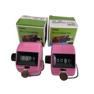 3 Ktrio Hand Tally Counter Clickers, 4 Digit Display Counters Color: Pink